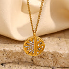 E.B.belle nueva tendencia de acero inoxidable chapado en oro de 18 quilates exquisito collar con colgante de estrella de circón redondo joyería de moda para mujer