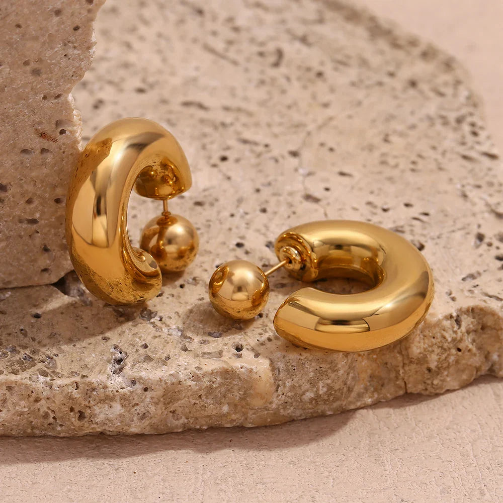 Pendientes de Aro Dorados de Acero Inoxidable 18K