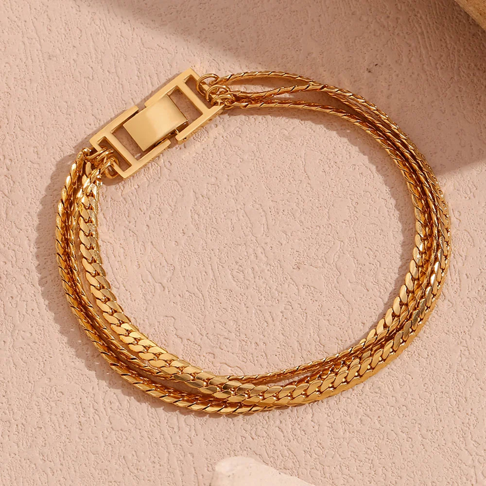 Pulsera de Acero Inoxidable Chapada en Oro 18K para Mujer