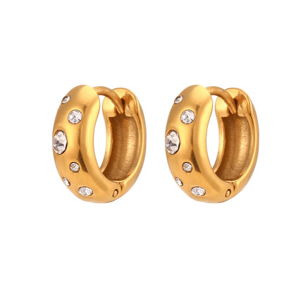 E.B.belle-pendientes chapados en oro pequeños y gruesos con relleno de piedra de circón y burbujas coloridas para mujer, joyería de acero inoxidable a la moda