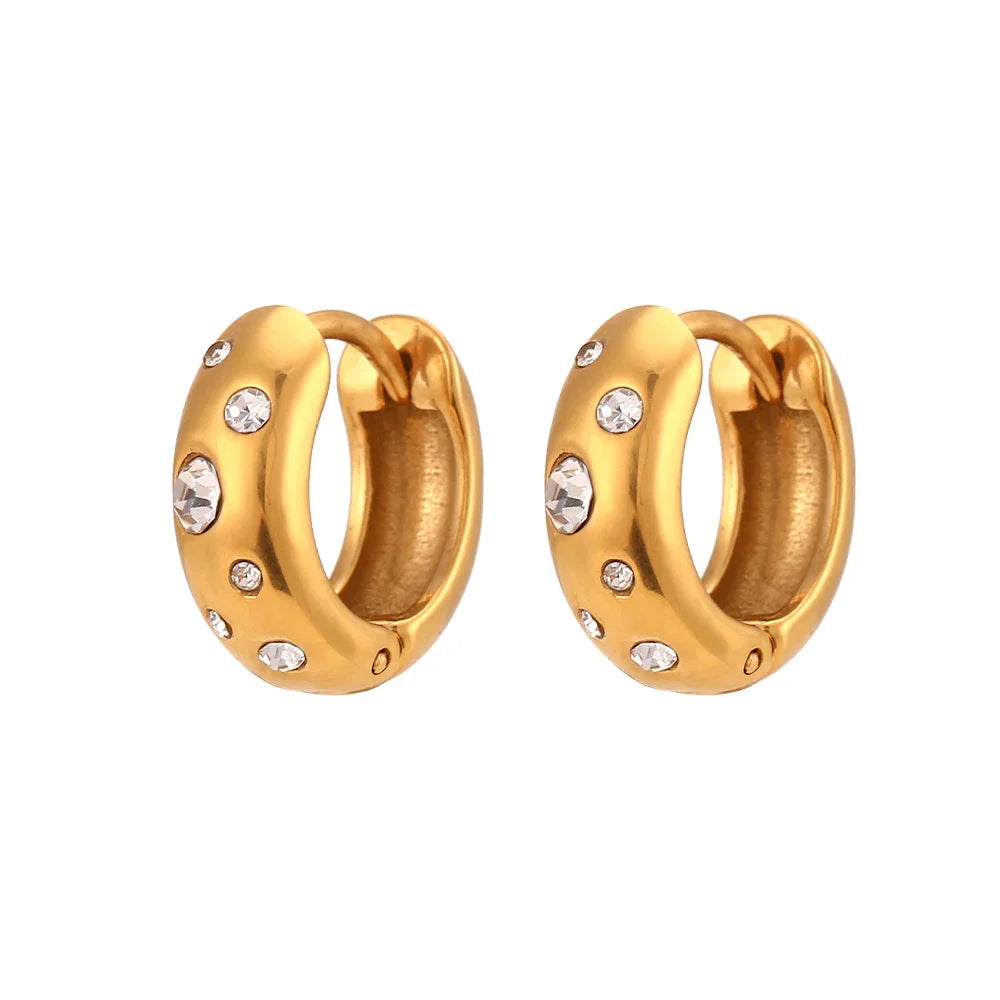 Pendientes de Aro Dorados con Circonitas y Burbujas Coloridas