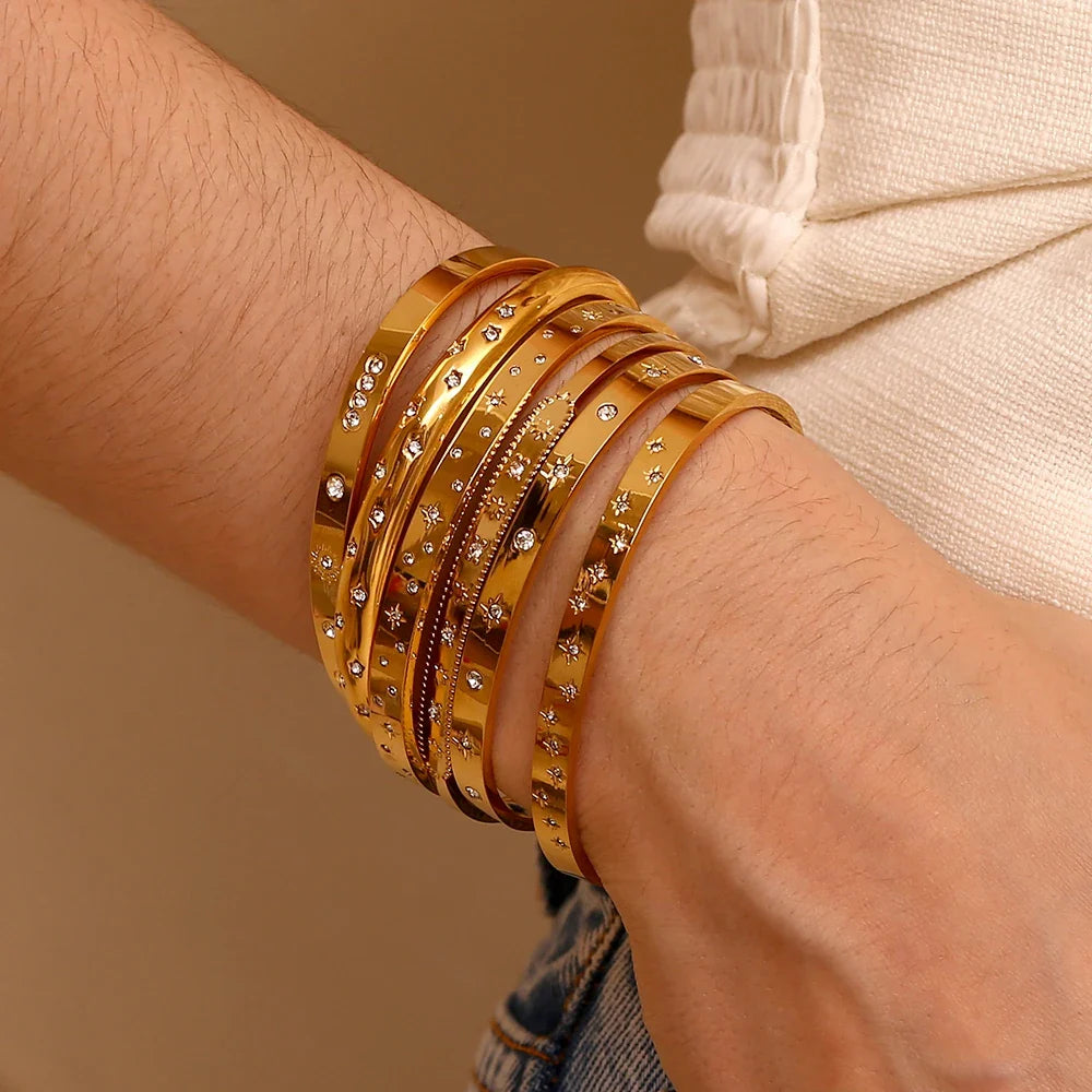 Pulsera de Estrellas Chapada en Oro de 18K