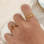 Anillo Ajustable de Acero Inoxidable Chapado en Oro