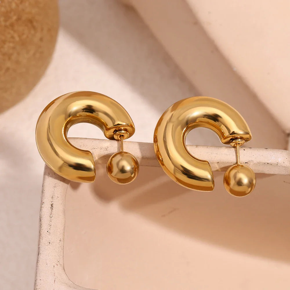 Pendientes de Aro Dorados de Acero Inoxidable 18K