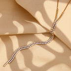 E.B.belle-collar de velocidad de flujo de circón en forma de Y, cadena de serpiente, collar de clavícula de acero inoxidable 316L, accesorios chapados en oro
