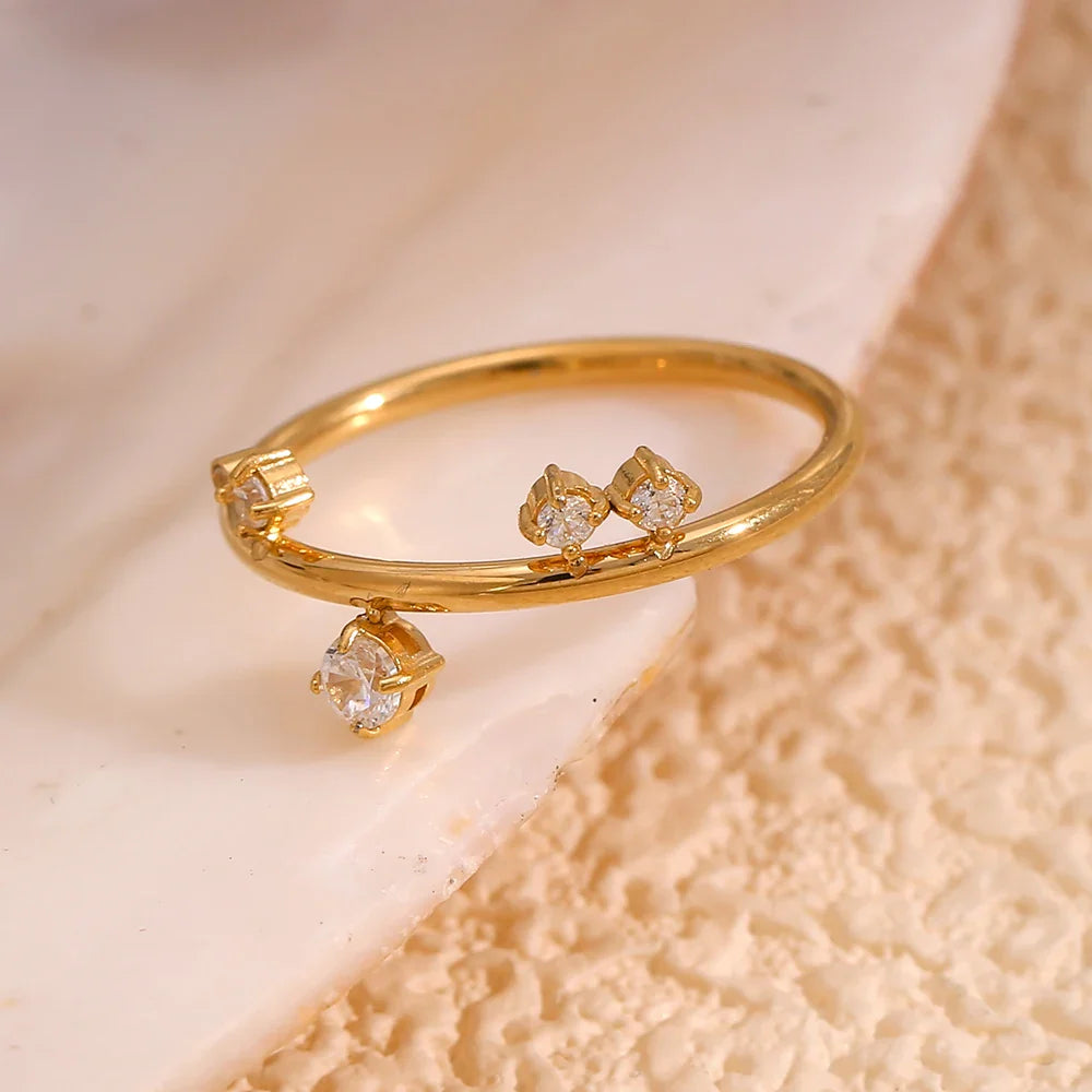 Anillo Corona de Acero Inoxidable Chapado en Oro 18k