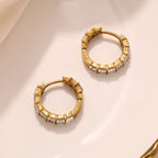 Pendientes de Aro Dorados con Diamantes de Imitación