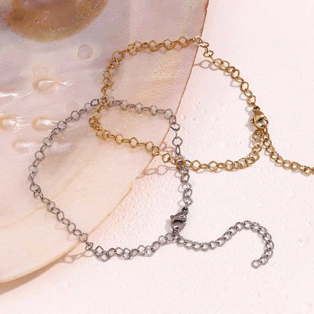 Tobilleras de Acero Inoxidable Étnicas con Baño de Oro 14K