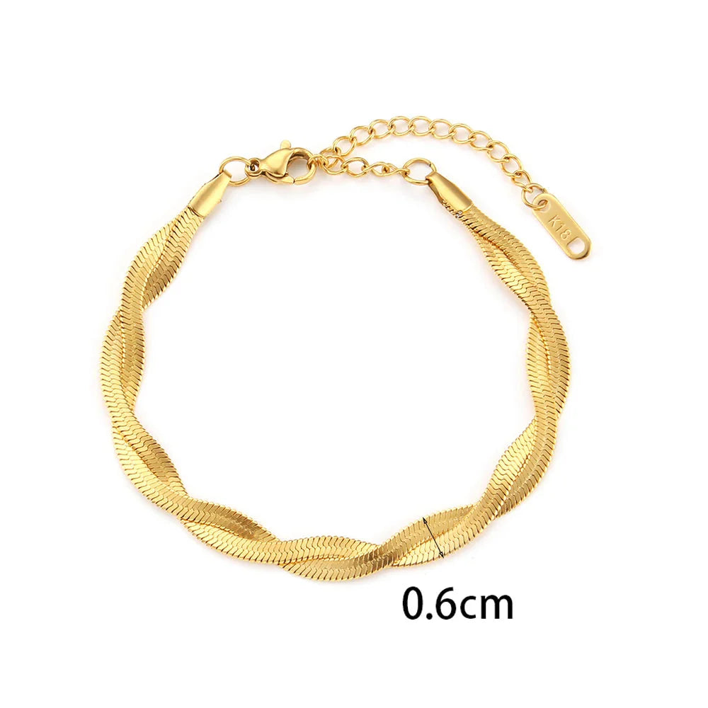 Pulsera de Acero Inoxidable Chapada en Oro 18K