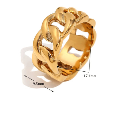 E.B.belle-Anillo de cadena con cuentas retorcidas simples, sin deslustre, chapado en oro de 18 quilates, joyería apilable de estilo minimalista para mujer