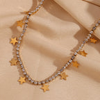 Lindo collar de cadena de estrella de lujo impermeable hipoalergénico 316L decoración de acero inoxidable joyería diaria