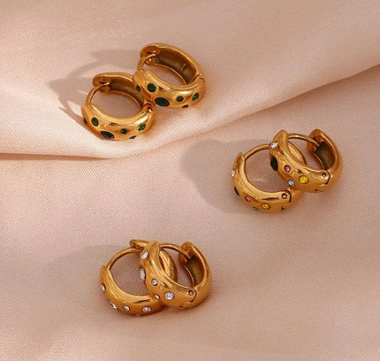 E.B.belle-pendientes chapados en oro pequeños y gruesos con relleno de piedra de circón y burbujas coloridas para mujer, joyería de acero inoxidable a la moda