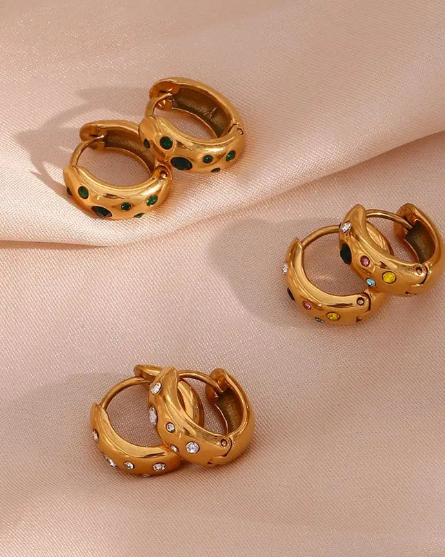 E.B.belle-pendientes chapados en oro pequeños y gruesos con relleno de piedra de circón y burbujas coloridas para mujer, joyería de acero inoxidable a la moda