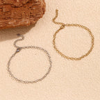 Tobilleras de Acero Inoxidable Étnicas con Baño de Oro 14K