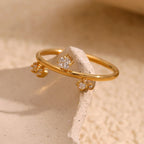 Anillo Corona de Acero Inoxidable Chapado en Oro 18k