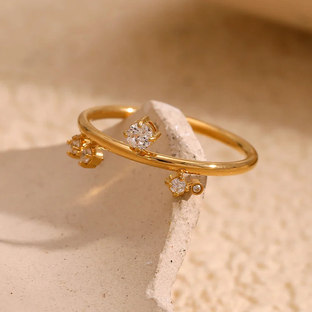 Anillo Corona de Acero Inoxidable Chapado en Oro 18k