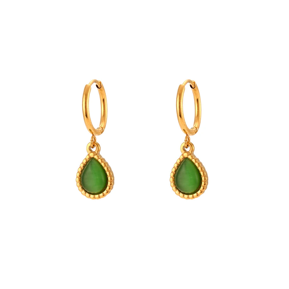 Collares de gota de agua de piedra semipreciosa para mujer, joyería de ópalo de acero inoxidable, regalo elegante, moda