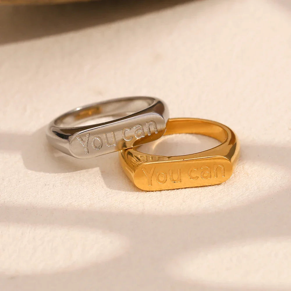 18K Gold Plated Minimalist Ring "You Can"