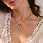Collar con Colgante de Concha Multicolor Chapado en Oro