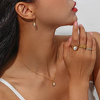 Collares de gota de agua de piedra semipreciosa para mujer, joyería de ópalo de acero inoxidable, regalo elegante, moda