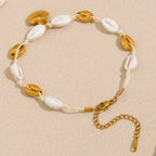 Tobillera de Concha Chapada en Oro 18k Resistente al Agua