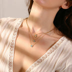Collar de Ojo Turco con Colgante de Acero Inoxidable Chapado en Oro