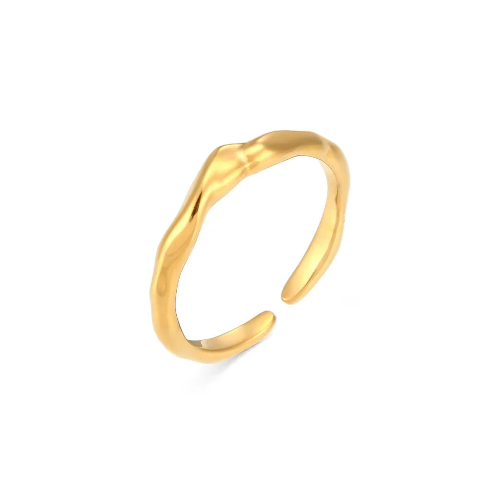 Anillo Ajustable de Acero Inoxidable Chapado en Oro