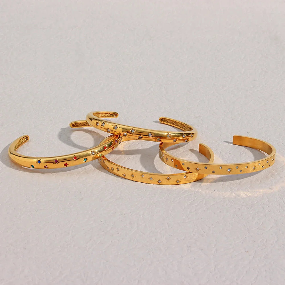Pulsera de Estrellas Chapada en Oro de 18K