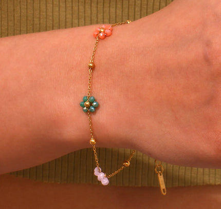 E.B.belle-conjunto de joyas con abalorios de flores para niña, Accesorios de playa de verano, collar de cadena de cintura de vientre, pulseras, Y2K