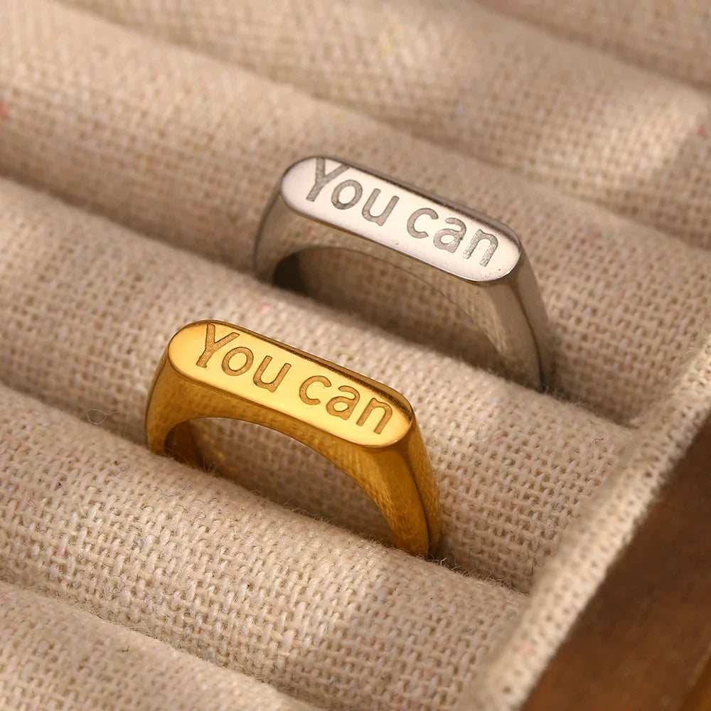 Anillo Minimalista Chapado en Oro 18K "You Can"