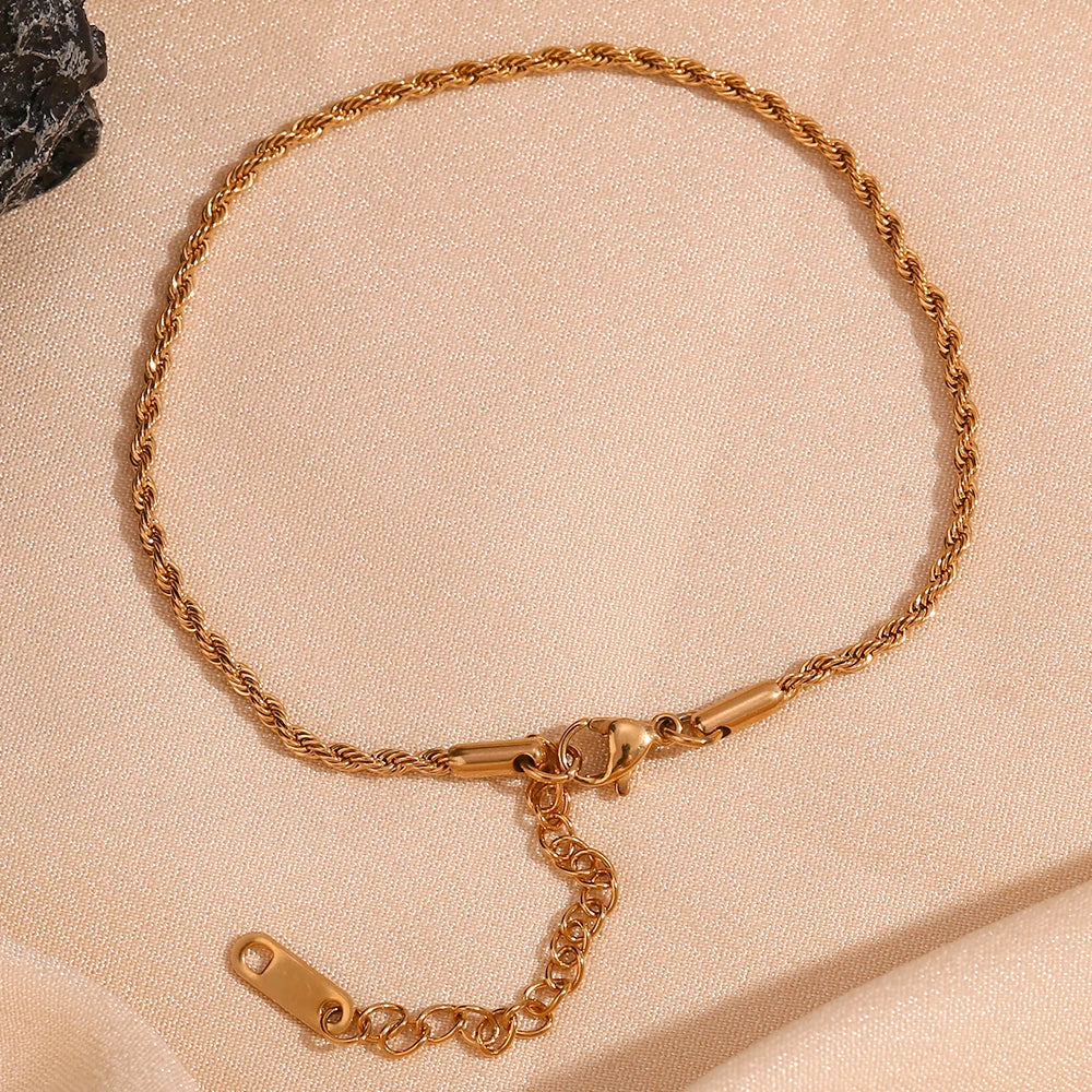 Tobillera Minimalista de Acero Inoxidable Chapada en Oro