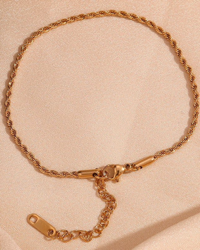 E.B.belle Torsión Cadena Tobillera Minimalista Pulsera de acero inoxidable chapada en oro de 18 quilates en la pierna Accesorios de joya para regalo de mujer