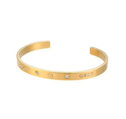 E.B.belle, venta al por mayor, brazaletes chapados en oro de 18 quilates de acero inoxidable para mujer, joyería minimalista de moda, pulsera de estrella de cristal