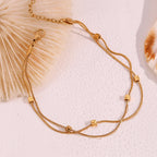 Tobillera de Acero Inoxidable Chapada en Oro 18K
