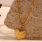 Collar de Corazón en Acero Inoxidable Chapado en Oro 18K
