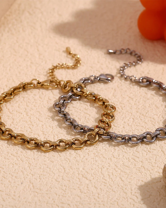 E.B.belle-tobillera de cadena redonda rugosa para mujer, pulsera de pie de acero inoxidable 316L impermeable, joyería chapada en oro de 14K