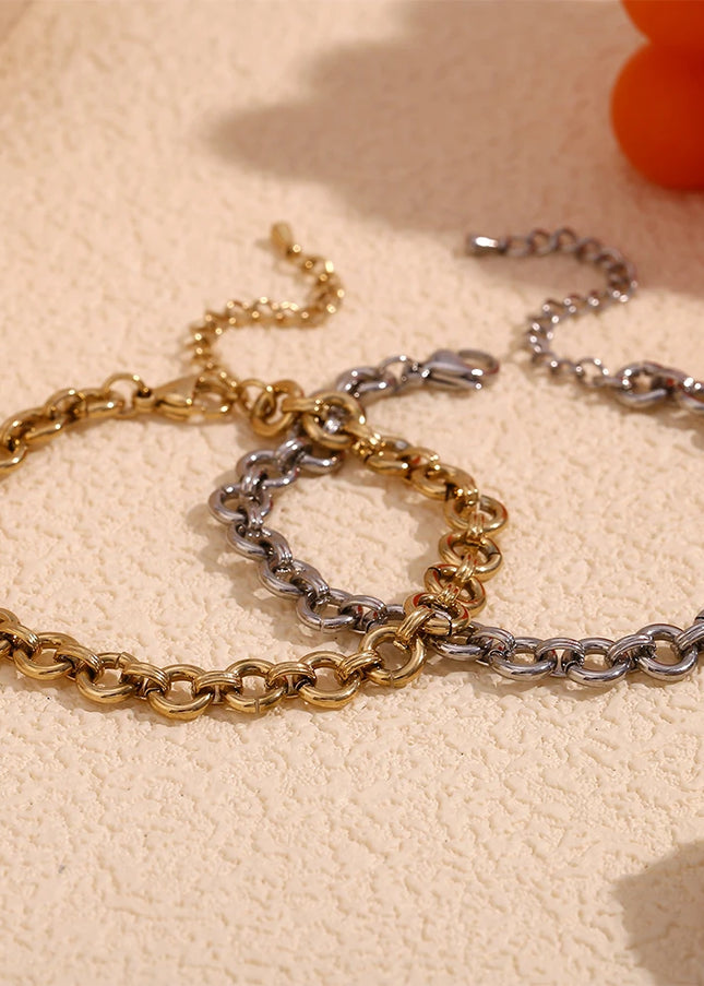 E.B.belle-tobillera de cadena redonda rugosa para mujer, pulsera de pie de acero inoxidable 316L impermeable, joyería chapada en oro de 14K