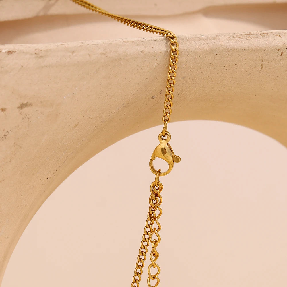 E.B.belle nueva tendencia de acero inoxidable chapado en oro de 18 quilates exquisito collar con colgante de estrella de circón redondo joyería de moda para mujer