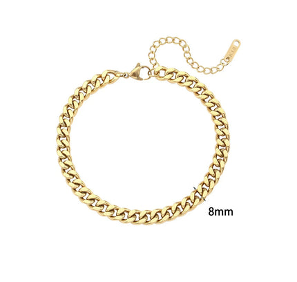 E.B.belle Miniamlist Pulsera para hombre Joyería de oro Estilo callejero Acero inoxidable 316L Pulseras de cadena cubana chapadas en oro de 18 quilates para mujer