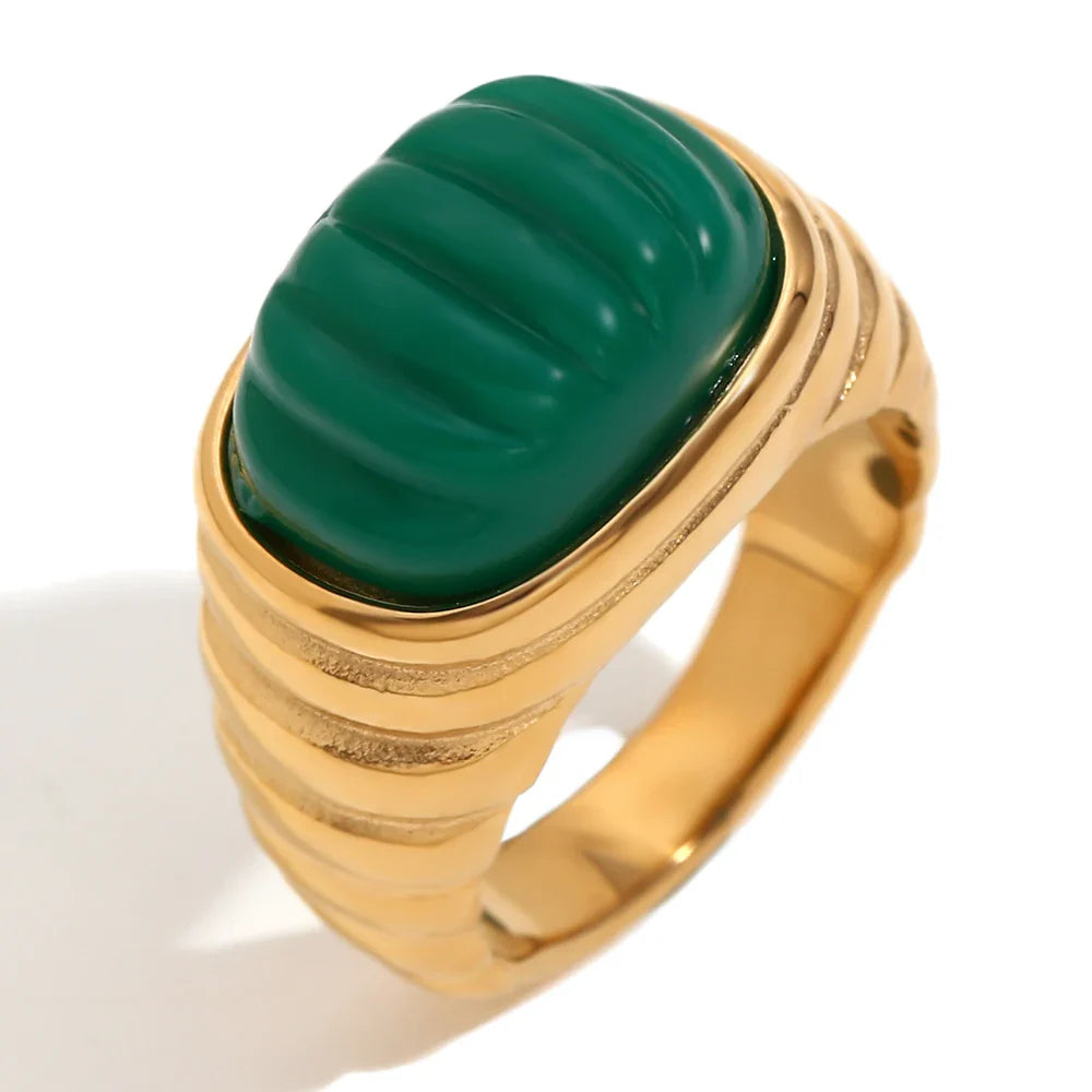Anillo de Cóctel Geométrico Chapado en Oro