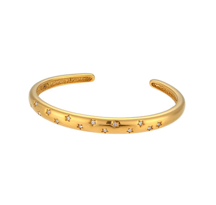 E.B.belle, venta al por mayor, brazaletes chapados en oro de 18 quilates de acero inoxidable para mujer, joyería minimalista de moda, pulsera de estrella de cristal