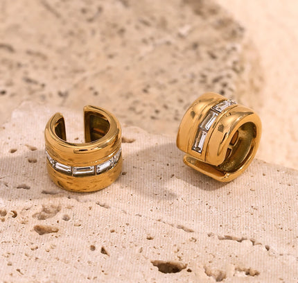 E.B.belle-pendientes de circonita cúbica, aretes pequeños, redondos, resistentes al agua, con Clip de piedra, coloridos, transparentes, sin deslustre