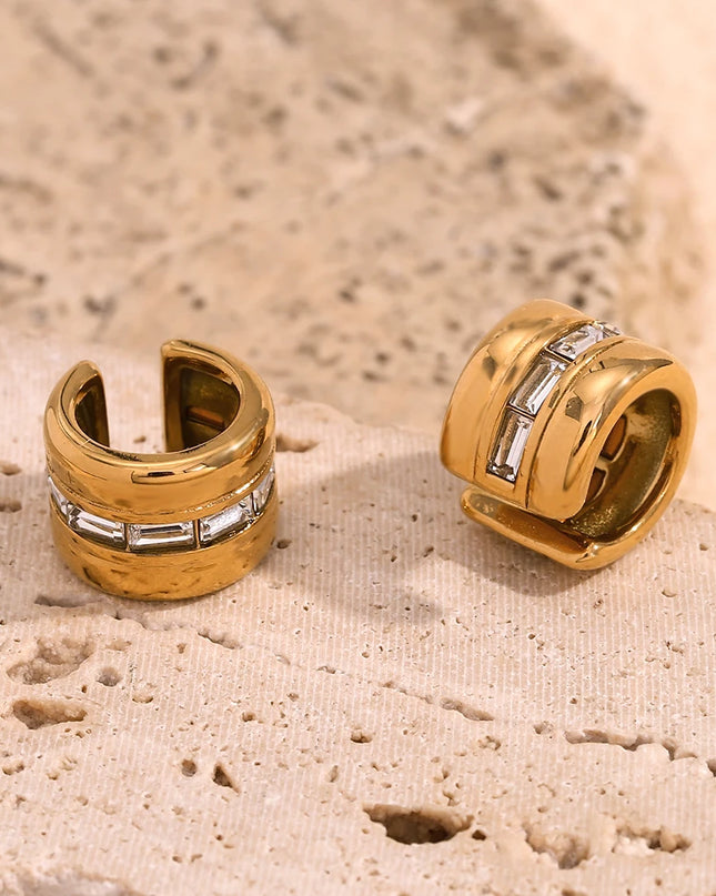 E.B.belle-pendientes de circonita cúbica, aretes pequeños, redondos, resistentes al agua, con Clip de piedra, coloridos, transparentes, sin deslustre