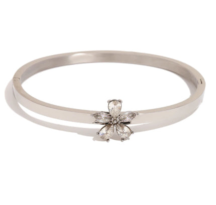 E.B.belle-pulsera de flores con diamantes de imitación de Color dorado/plateado, accesorios de joyería de decoración de acero inoxidable chapados en oro de 18 quilates