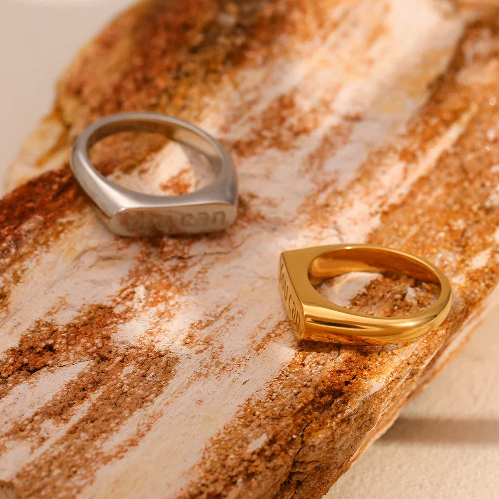 18K Gold Plated Minimalist Ring "You Can"