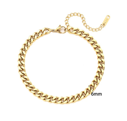 E.B.belle Miniamlist Pulsera para hombre Joyería de oro Estilo callejero Acero inoxidable 316L Pulseras de cadena cubana chapadas en oro de 18 quilates para mujer