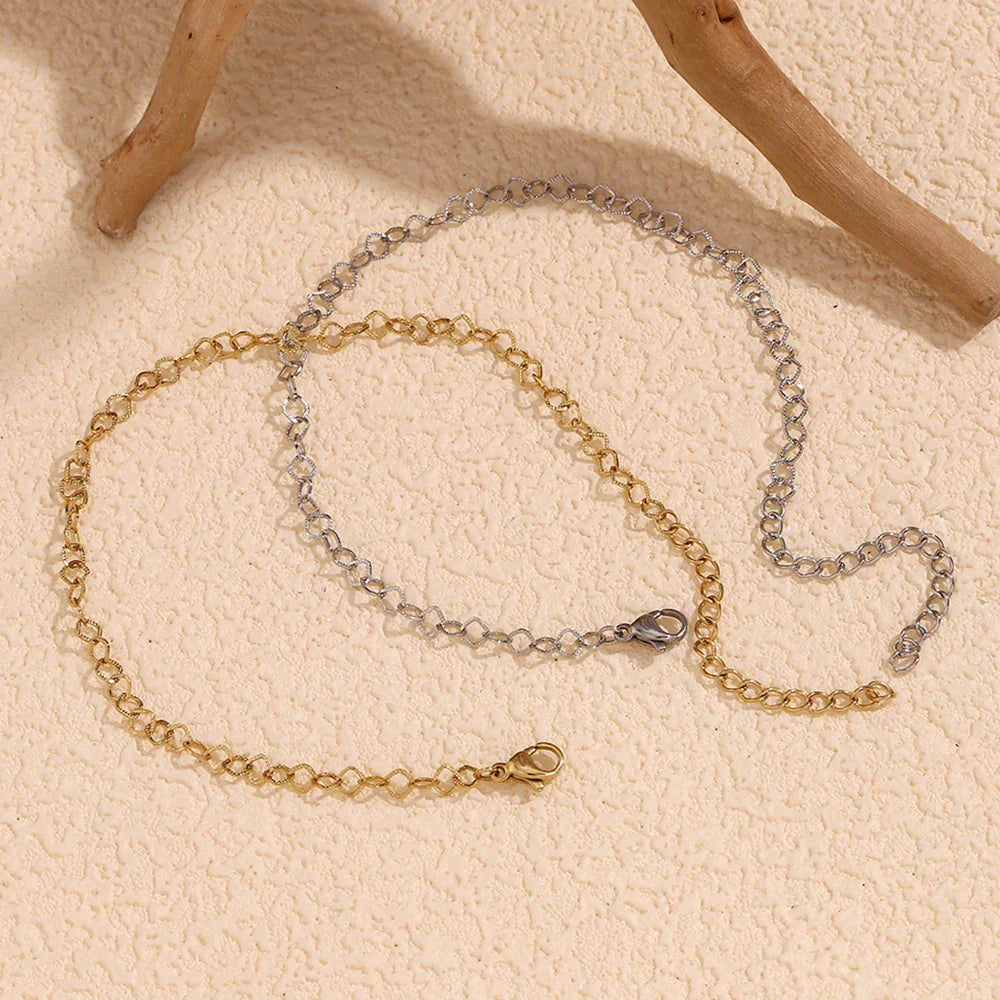 Tobilleras de Acero Inoxidable Étnicas con Baño de Oro 14K