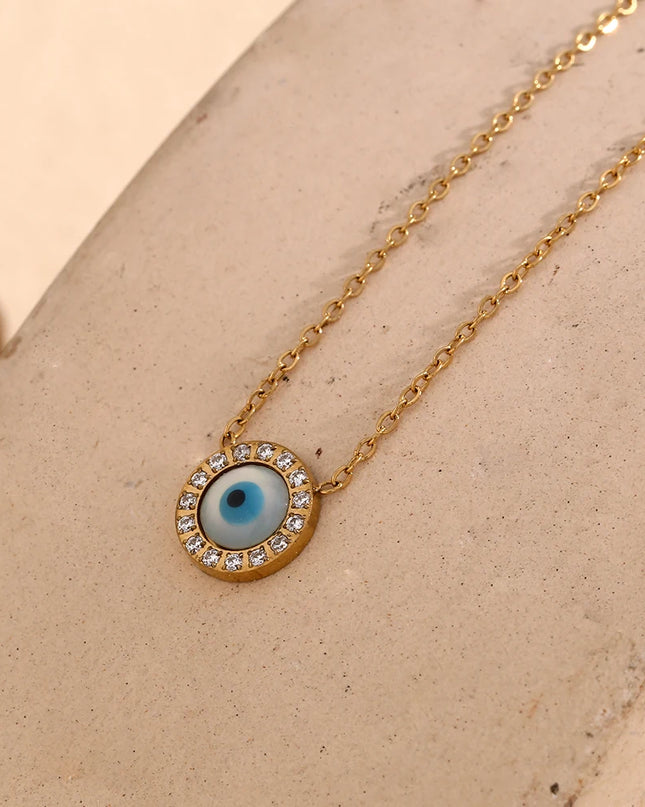 E.B.belle-collar con colgante de ojos malvados, Mini turco, de alta calidad, con diamantes de imitación de la suerte, de acero inoxidable, chapado en oro de 18k, a la moda