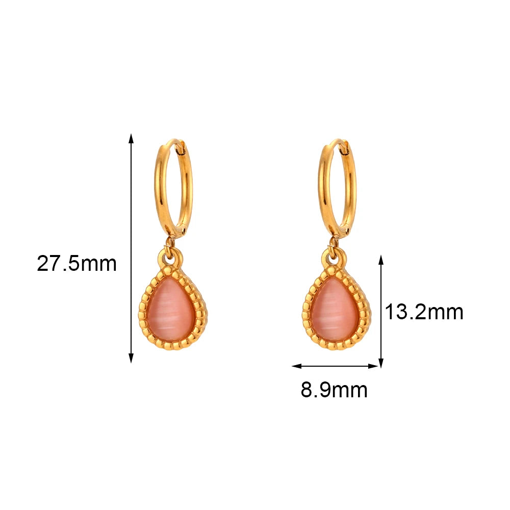 Collares de gota de agua de piedra semipreciosa para mujer, joyería de ópalo de acero inoxidable, regalo elegante, moda