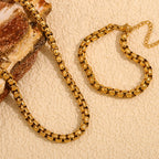 E.B.belle Conjunto de joyería de acero inoxidable chapado en oro de 18 quilates, cadena de serpiente gruesa y sin deslustre, collar, pulseras